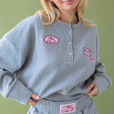 Waffle Patch Crewneck Sweatshirt Gray - The Collegiate Lineup