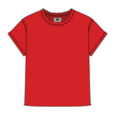 Women’s Full Length Boxy Raw Seamed T-Shirt with Cuffed Sleeves