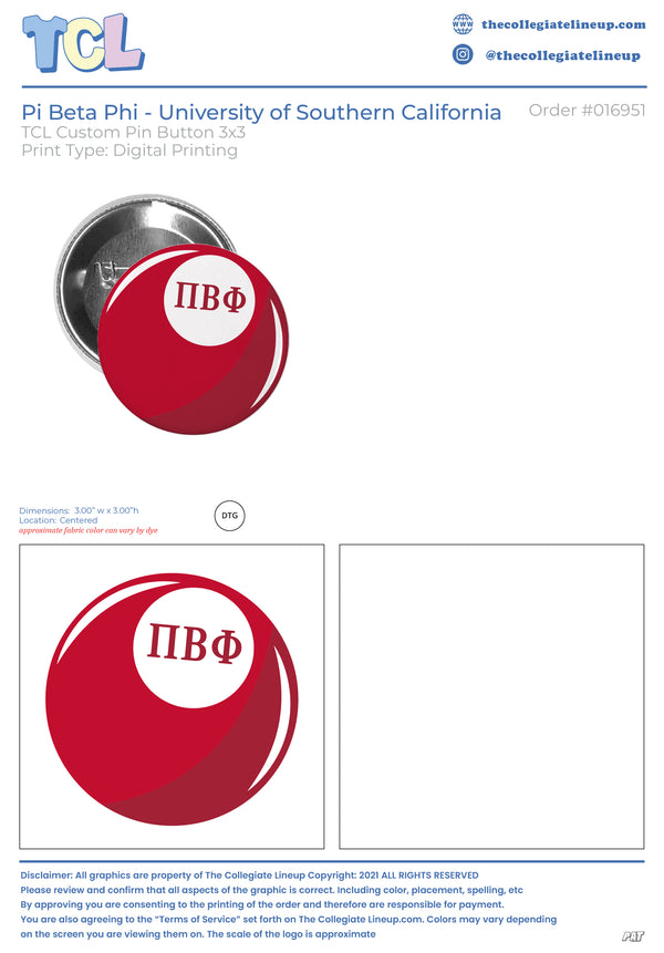 Pi Beta Phi University of Southern California Order #16951