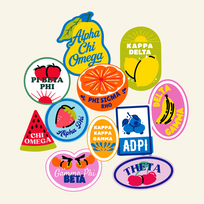 Panhellenic Sorority Fruit Sticker Collage T-Shirt