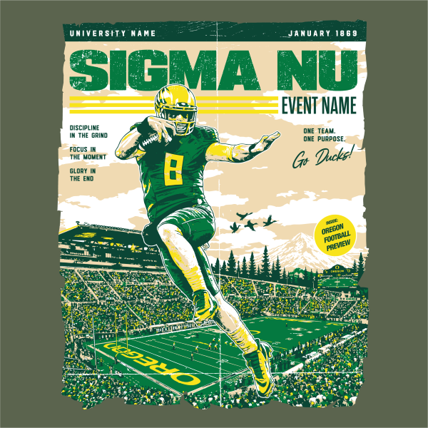 Sigma Nu Fall Rush 2026 University of Oregon Game Day T-Shirt