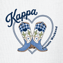 Kappa Kappa Gamma Parents Weekend Blue Gingham Cowboy boots T-Shirt - 3607