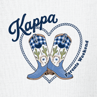 Kappa Kappa Gamma Parents Weekend Blue Gingham Cowboy boots T-Shirt - 3607