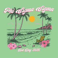 Phi Sigma Sigma Bid Day Floral, Palm Trees and Ocean Waves T-Shirt - 3584