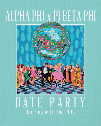 Alpha Phi Retro 70s disco party T-Shirt - 3604