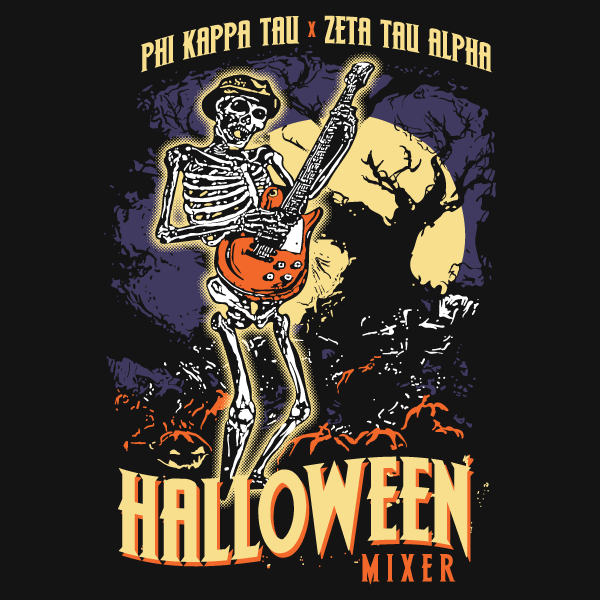 Zeta Tau Alpha Halloween Party Music T-Shirt - 3624