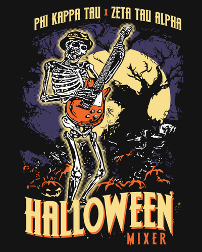 Zeta Tau Alpha Halloween Party Music T-Shirt - 3624