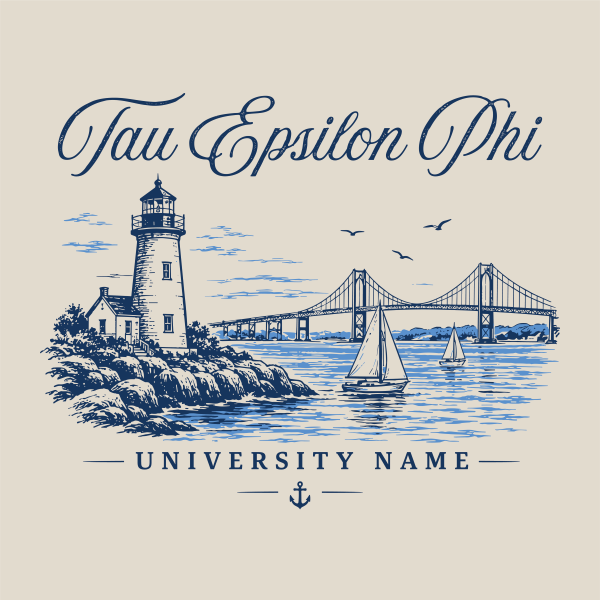Tau Epsilon Phi Lighthouse & Bridge University Tee Animals- 3653