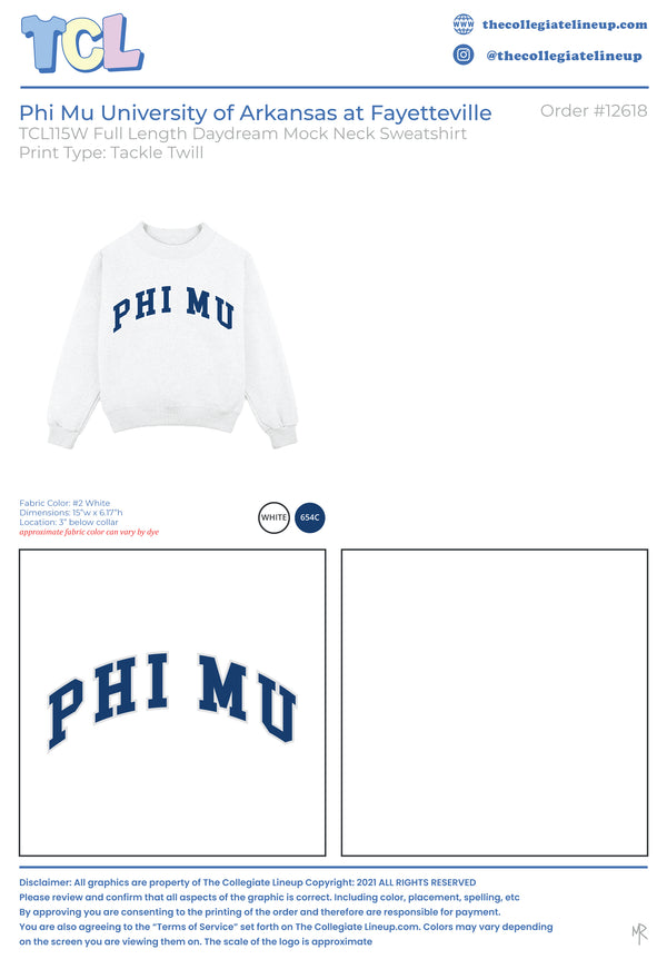Phi Mu University of Arkansas at Fayetteville #12618 individual shipping