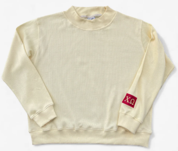 HEAVYWEIGHT WAFFLE KNIT WIDE MOCK NECK SWEATSHIRT