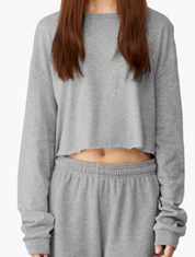 WOMEN'S LONG SLEEVE CREWNECK CROPPED SHIRT