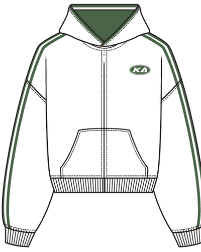 THE DROP CUT WOMEN'S CROP ZIP FRONT HOODIE WITH BINDING STRIPES