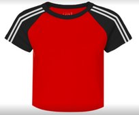 BASEBALL CROP TEE WITH RINGER STRIPES