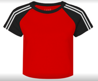 BASEBALL CROP TEE WITH RINGER STRIPES