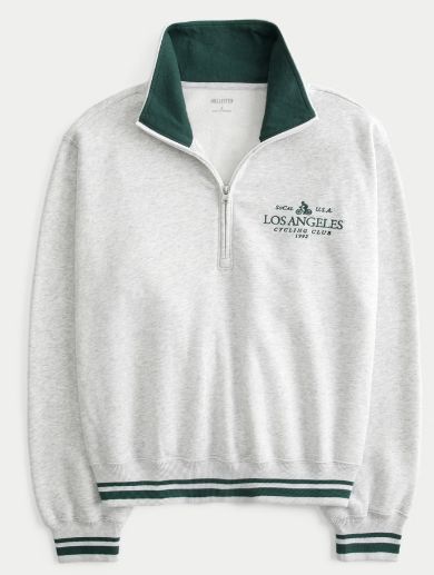 TWO-TONE QUARTER ZIP FLEECE PULLOVER