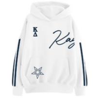 THE DROP CUT FLEECE HOODED SWEATSHIRT WITH BINDING STRIPES