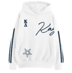 THE DROP CUT FLEECE HOODED SWEATSHIRT WITH BINDING STRIPES