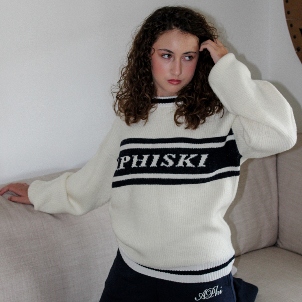 STRIPE PANEL KNIT CREWNECK SWEATER