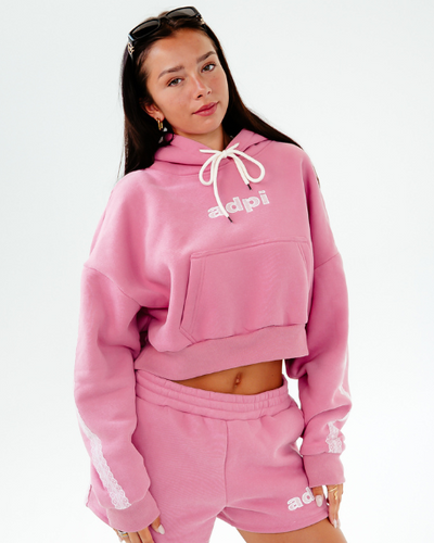 THE DROP CUT PULLOVER HOODIE WITH LACE TRIM