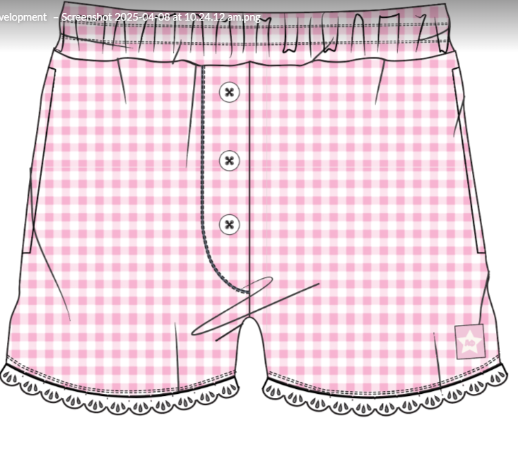 WOMEN'S GINGHAM SEERSUCKER SHORTS WITH LACE TRIM