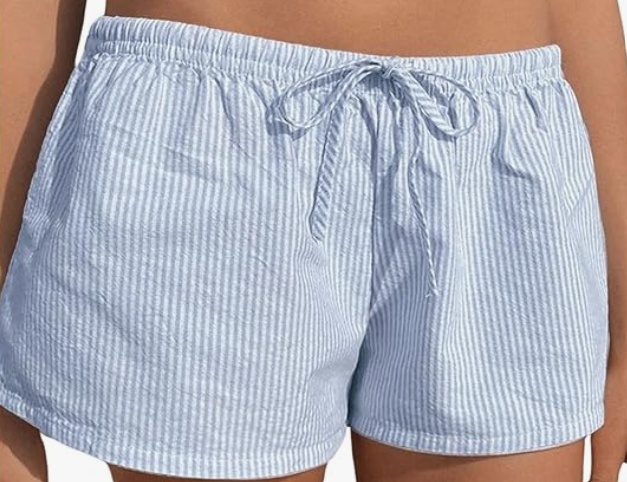 WOMEN'S MID RISE COTTON TIE WAIST SHORT