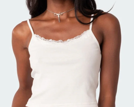 WOMEN'S KNIT CAMI BASIC TANK TOP WITH LACE