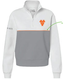 QUARTER ZIP FLEECE PULLOVER WITH CONTRAST YOKE