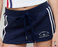 WOMEN'S CLASSIC FRENCH TERRY MINI SKORT WITH BINDING STRIPES