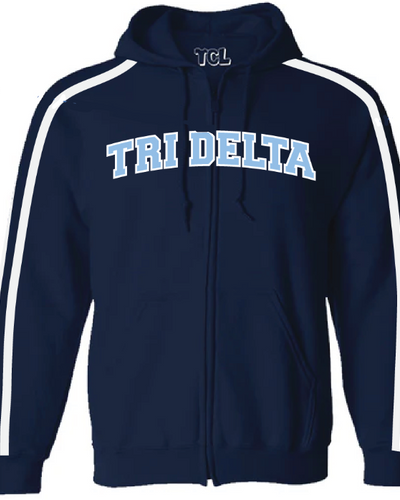 CAMPUS CORE FLEECE ZIP-UP SWEATSHIRT WITH BINDING STRIPES