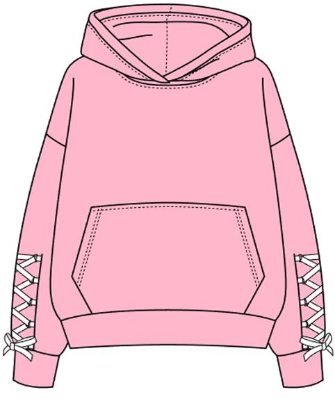 THE DROP CUT HOODED SWEATSHIRT WITH LACE UP BOWS AT SLEEVE