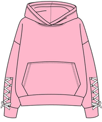 THE DROP CUT HOODED SWEATSHIRT WITH LACE UP BOWS AT SLEEVE