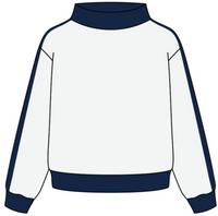 HEAVYWEIGHT FRENCH TERRY WIDE MOCK NECK SWEATSHIRT WITH PANELED SLEEVES