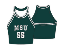 WOMEN'S JERSEY MESH RIB TRIM HALTER TOP