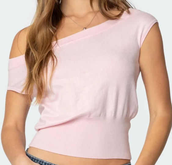 WOMEN'S LIGHTWEIGHT SWEATER KNIT OFF SHOULDER TOP