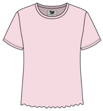 POINTELLE KNIT SHORT SLEEVE SHIRT WITH LETTUCE HEM