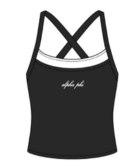 WOMEN'S CROSS BACK CONTRAST ACTIVE TANK WITH CONTRAST NECKLINE