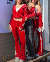 VELOUR HOODIE WITH BINDING AND PANELED SLEEVES