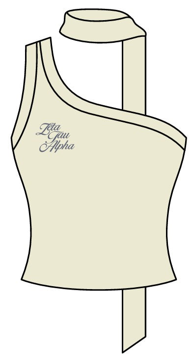 WOMEN'S COTTON SPANDEX ONE SHOULDER TANK WITH SCARF