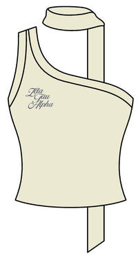 WOMEN'S COTTON SPANDEX ONE SHOULDER TANK WITH SCARF