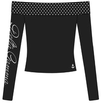 WOMEN'S LONG SLEEVE FOLDED OFF SHOULDER TOP