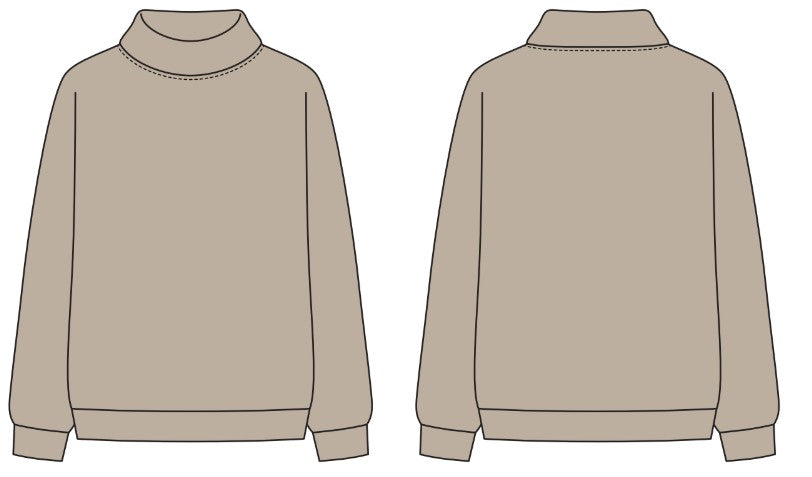 WOMEN'S ROLLOVER NECK OVERSIZED DOLMAN SWEATSHIRT