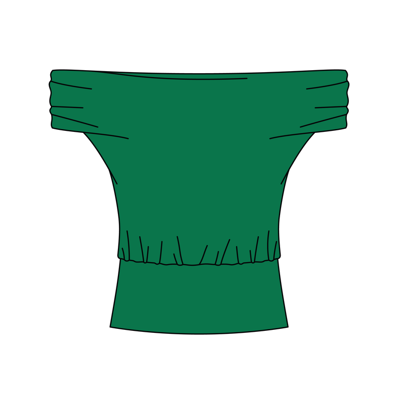 WOMEN'S RUCHED OFF SHOULDER CROP TOP WITH FITTED WAIST