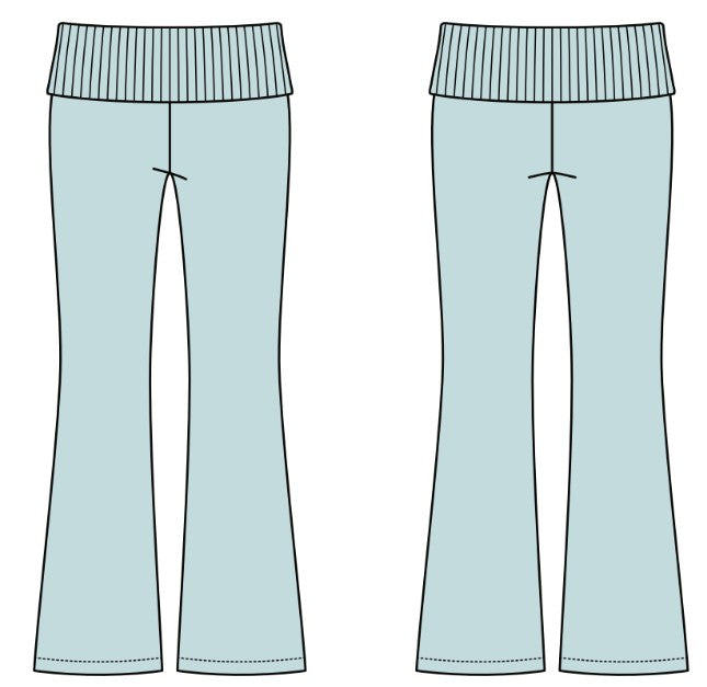 WOMEN'S FOLDOVER WAISTBAND SWEATER KNIT FLARE PANTS