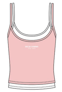WOMEN'S COTTON SPANDEX LAYERED CAMI CROP TANK WITH CONTRAST HEM