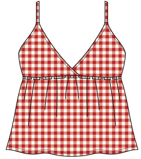 WOMEN'S WOVEN GINGHAM BABYDOLL TANK