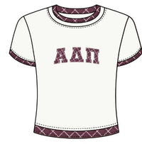 COTTON JERSEY CROP BABY TEE WITH LAYERED CONTRAST TRIM