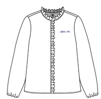 WOMEN'S RUFFLE PLACKET WOVEN BUTTON DOWN SHIRT