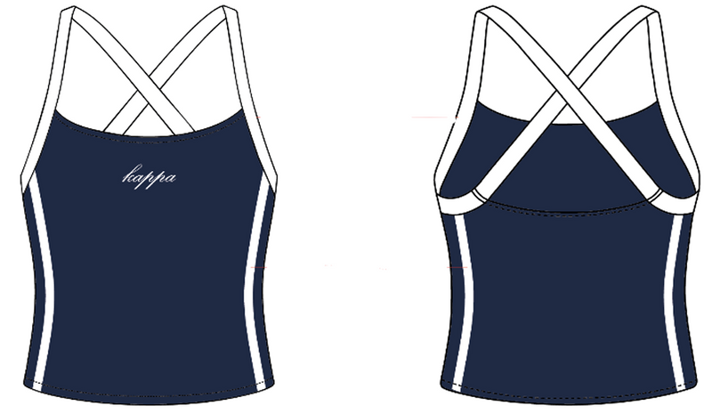 WOMEN'S CROSS BACK CONTRAST ACTIVE TANK WITH BINDING STRIPES