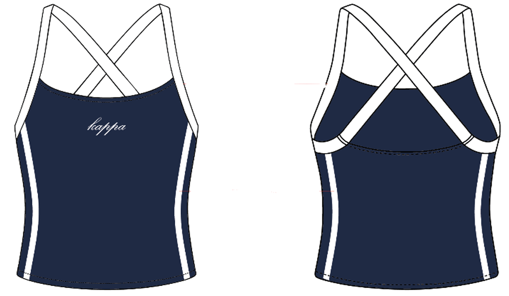 WOMEN'S CROSS BACK CONTRAST ACTIVE TANK WITH BINDING STRIPES