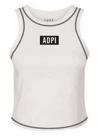 HIGH NECK RIB TANK WITH LEATHER PATCH